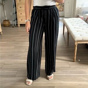 Women's High Rise Black Striped Pants NWT